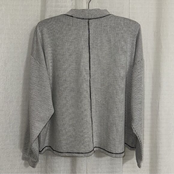 Urban Romantics L Mock Neck Silver Gray Cozy Comfy Long Sleeve Boxy Fit Top - Picture 2 of 11